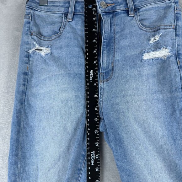 American Eagle Skinny Jeans Size 6 Regular Distressed Light Wash Womens Blue - Picture 8 of 12